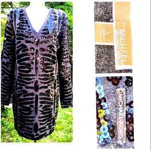 ❤️ Michael Kors   Sparkling Sequin sweater/dress   size L. Pl 37)